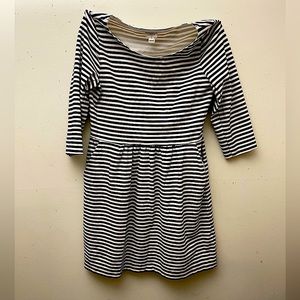 J.crew striped dress black and white size 12 three quarter sleeve